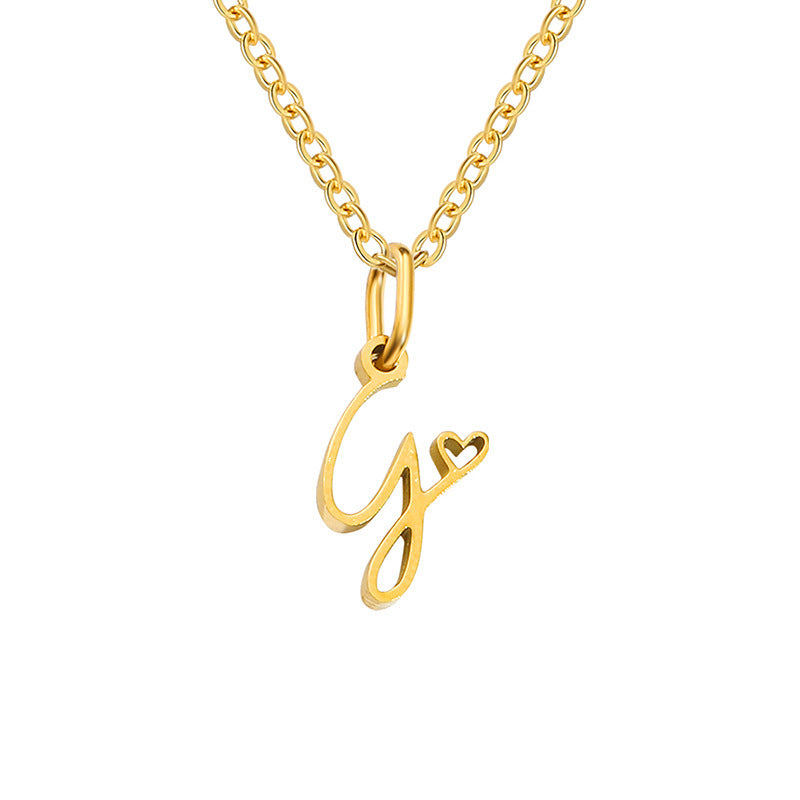 Initialenketting met hart in goud