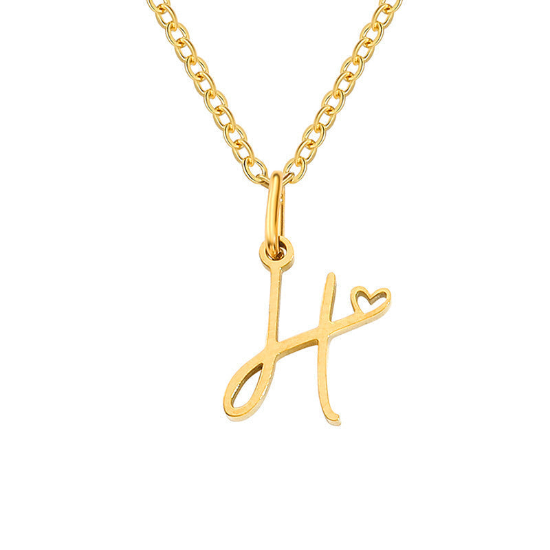 Initialenketting met hart in goud
