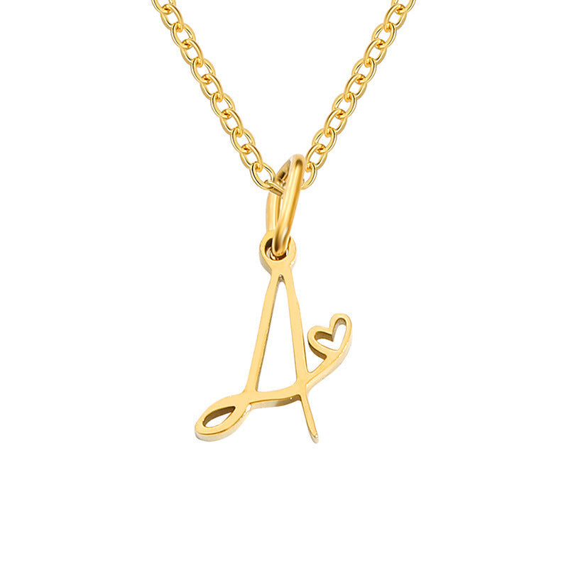 Initialenketting met hart in goud
