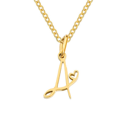 Initialenketting met hart in goud