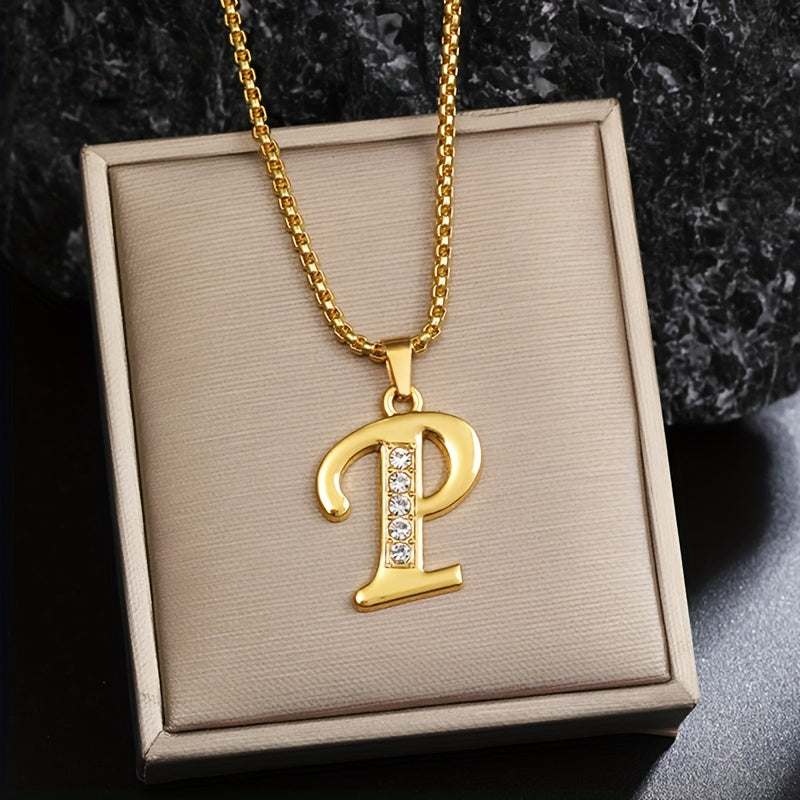 Initialenketting met kristallen accent in goud