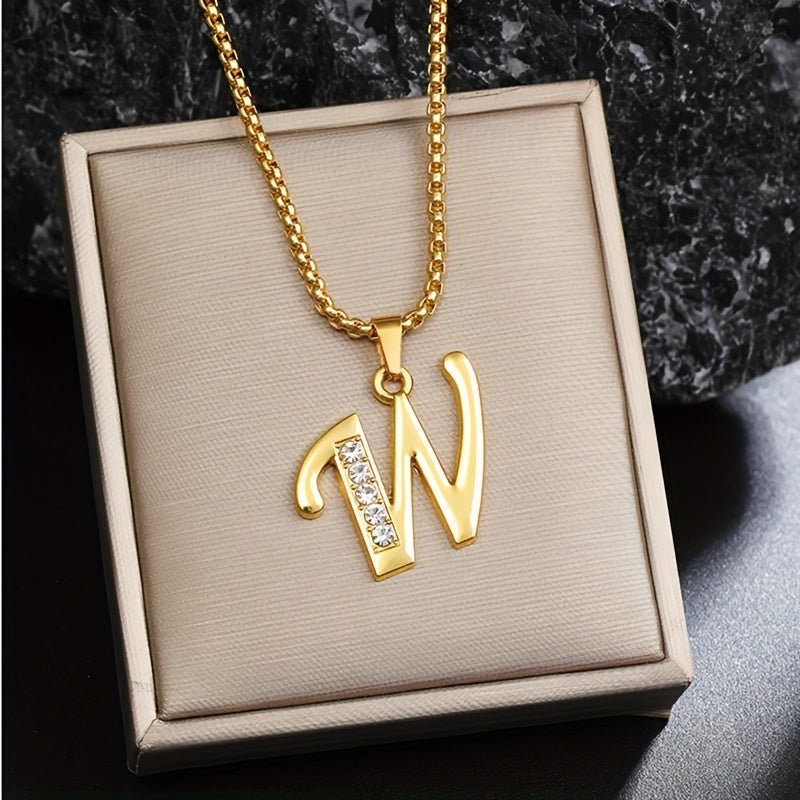 Initialenketting met kristallen accent in goud