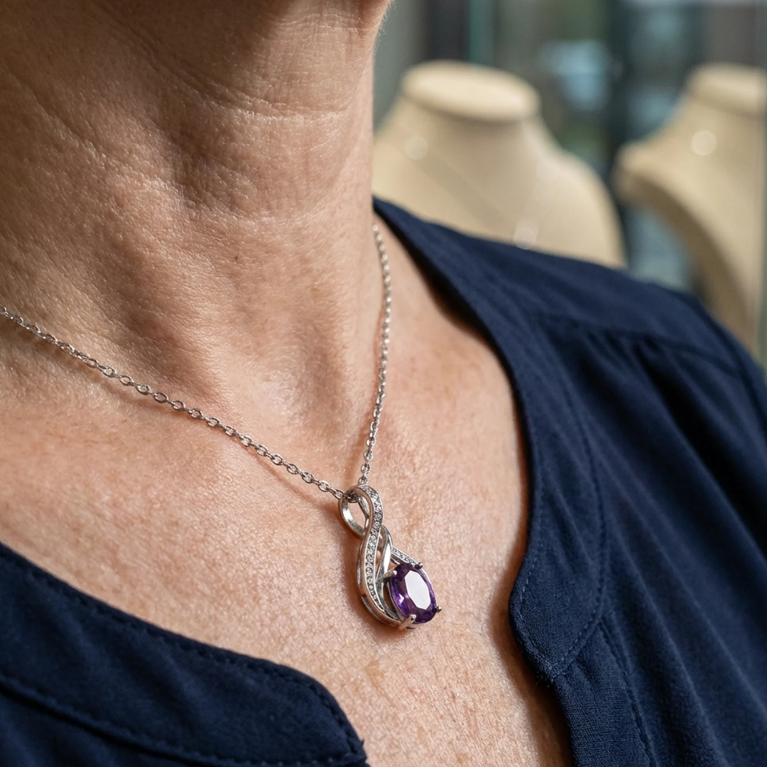 Pavé-infinityketting met amethist in wit goud
