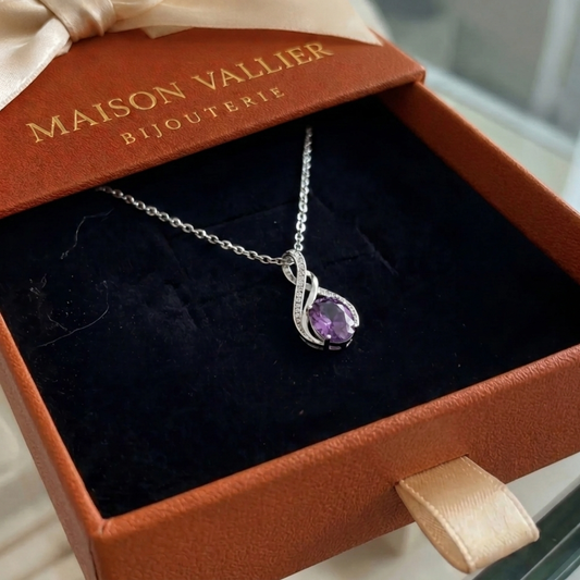 Pavé-infinityketting met amethist in wit goud