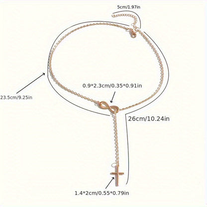 Ketting met eeuwig kruishanger in goud
