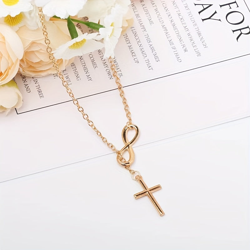 Ketting met eeuwig kruishanger in goud