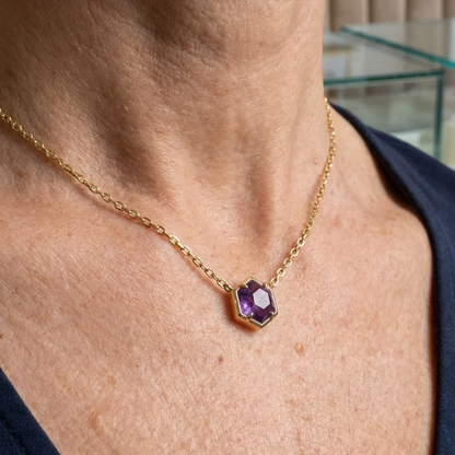 Amethist hangerketting met zetting in roségoud