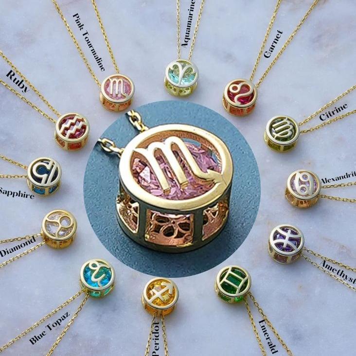 Dubbelzijdige sterrenbeeldketting in goud