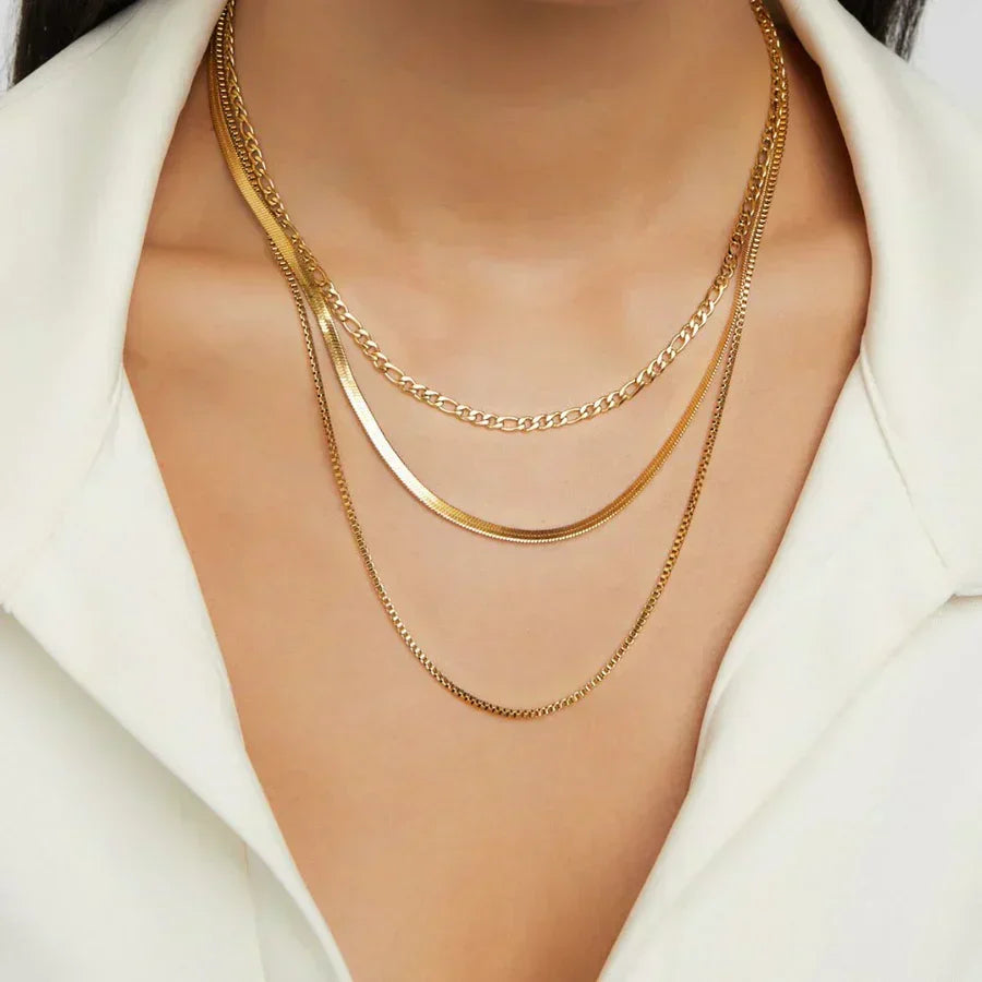 Gelaagde ketting Vienne in goud
