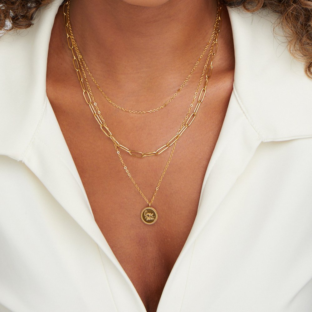 Gelaagde muntenketting Janie in goud