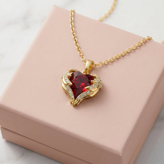 Engelenhart-ketting met robijn | Goud