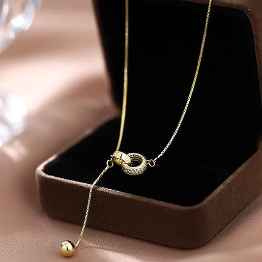 Ketting met twee ringen | Goud
