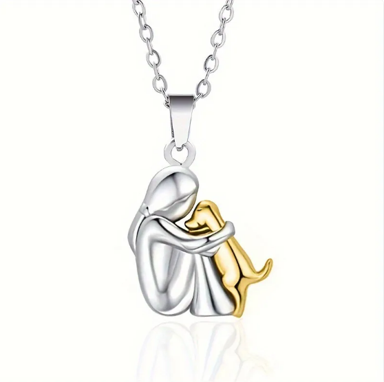 Ketting Meisje met haar Hond in goud