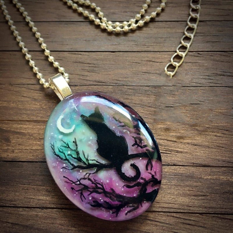 Ketting met betoverde kat Sterrennacht in goud