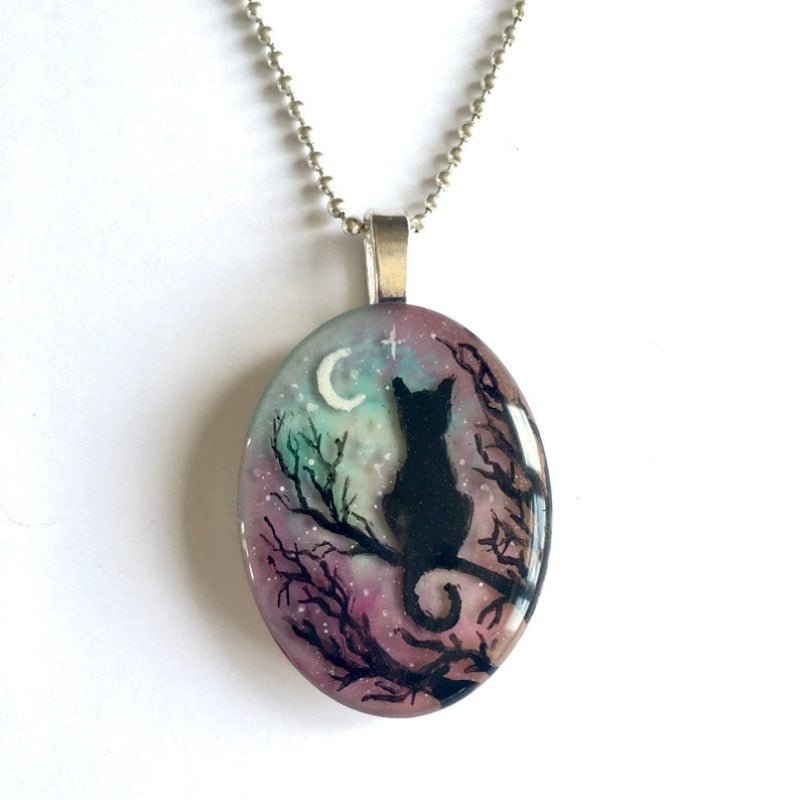 Ketting met betoverde kat Sterrennacht in goud