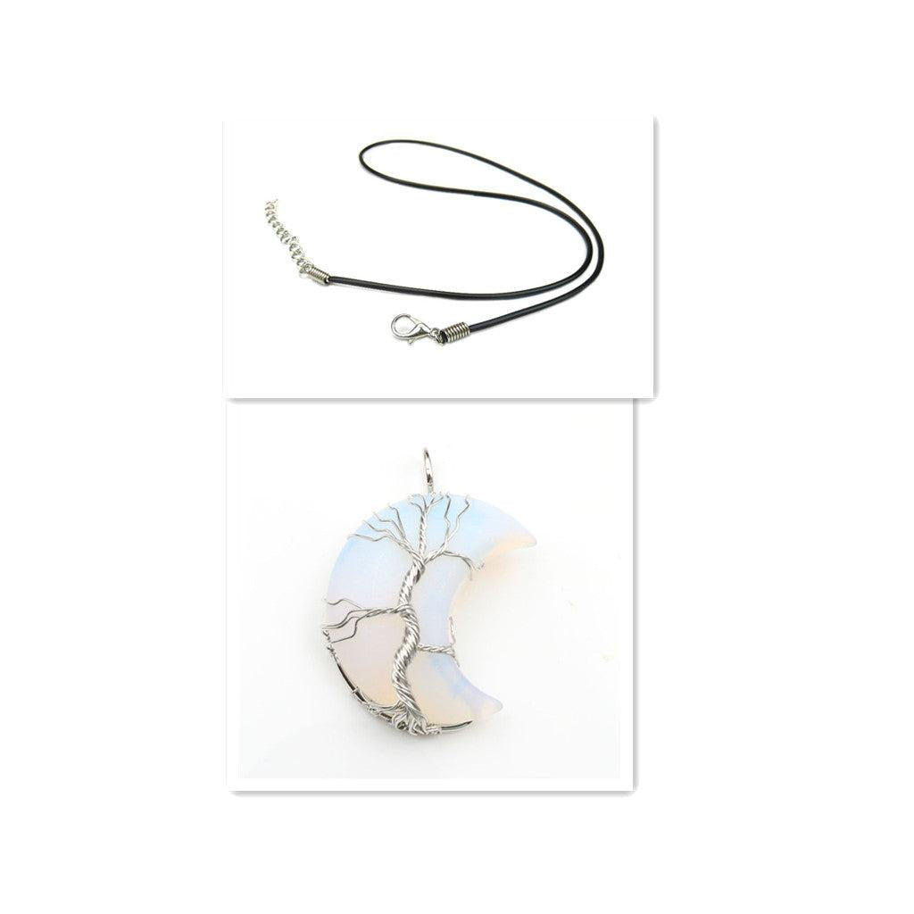 Ketting met kristallen levensboomhanger in goud