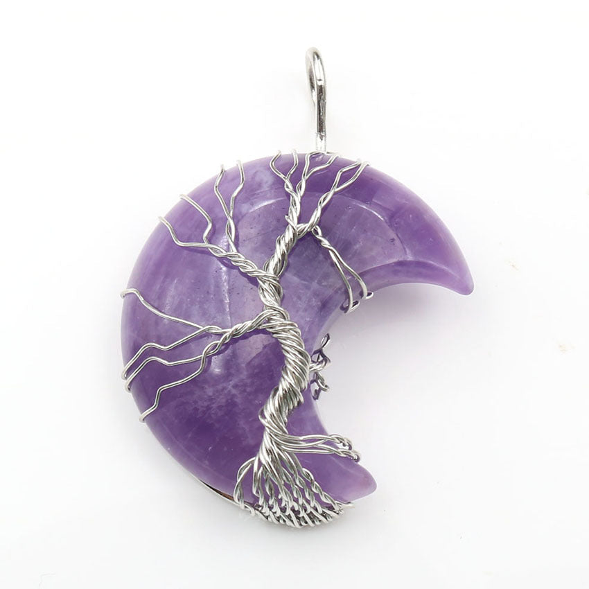 Ketting met kristallen levensboomhanger in goud
