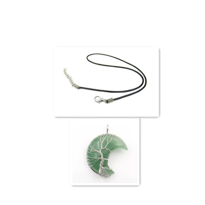 Ketting met kristallen levensboomhanger in goud