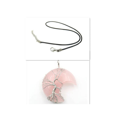 Ketting met kristallen levensboomhanger in goud