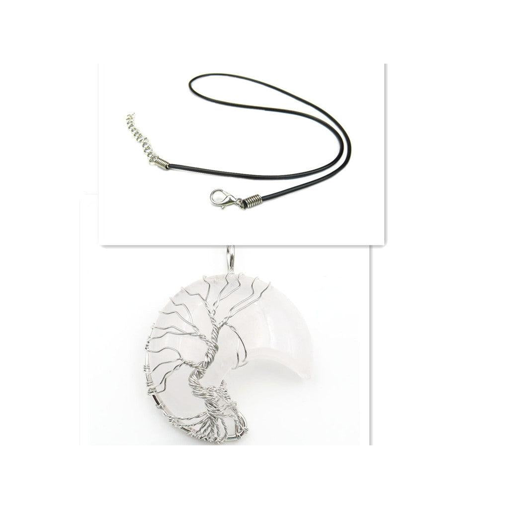 Ketting met kristallen levensboomhanger in goud