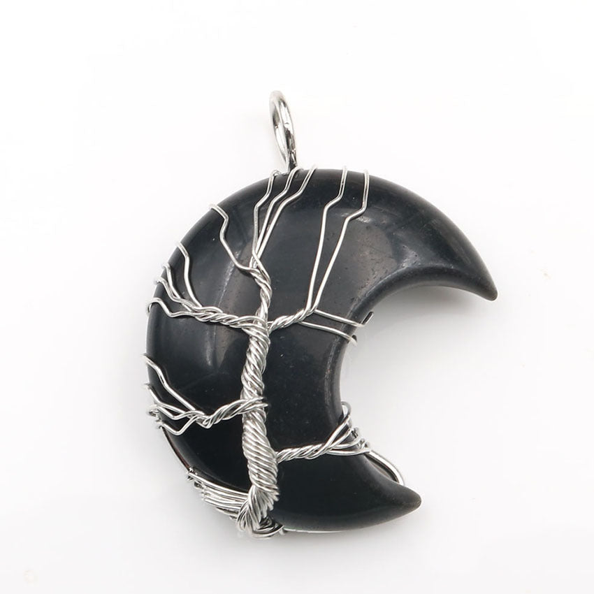Ketting met kristallen levensboomhanger in goud