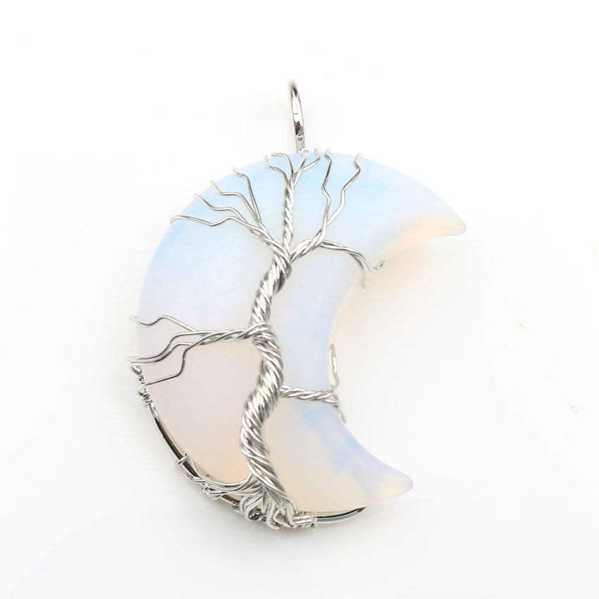 Ketting met kristallen levensboomhanger in goud