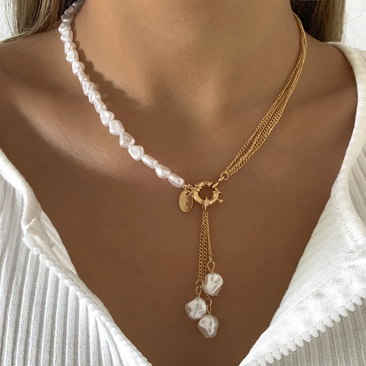 Ketting met elegante parelhanger | Goud