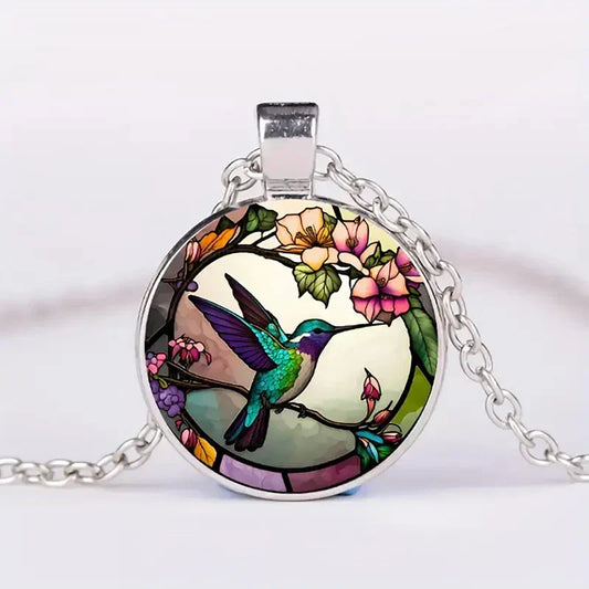 Ketting met metalen zwaluwhanger en glazen koepel | Goud