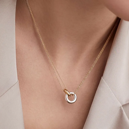 Ketting met ronde geometrische hanger | Goud