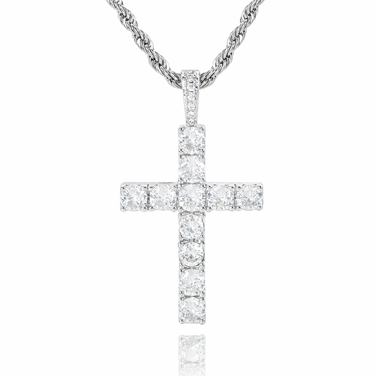 Kruisketting in wit goud