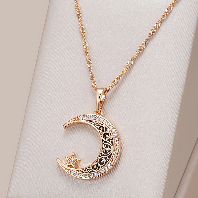 Glanzende elegante maanketting in goud