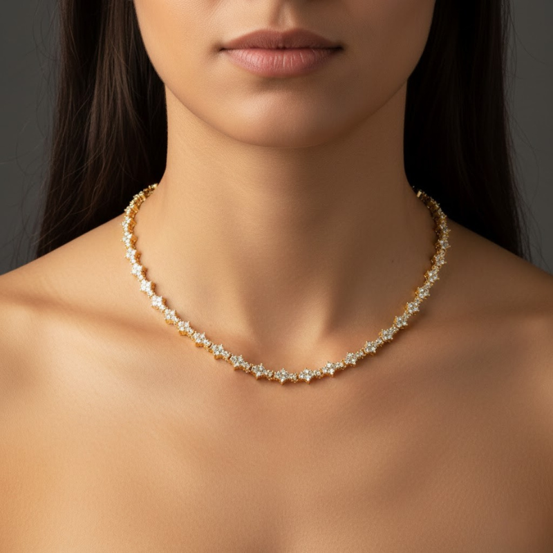 Klassieke tennisketting in goud