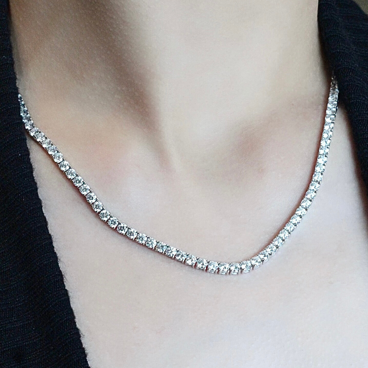 Tennisketting in wit goud