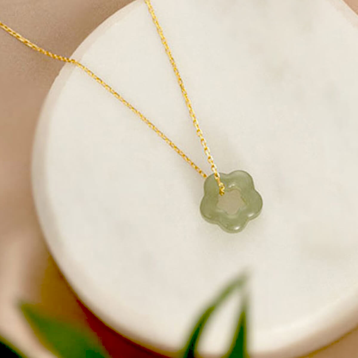 Bloemenketting met jaspis | Goud