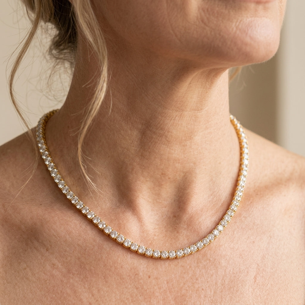 Tennisketting in goud