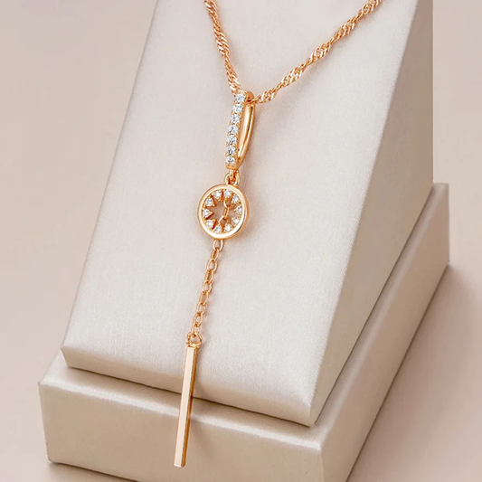Elegante ketting met rond kristal | Goud