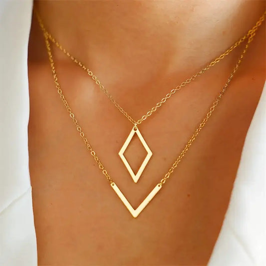 Elegante ketting met geometrische V-hanger | Goud