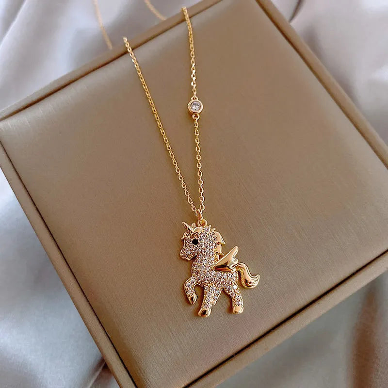 Elegante eenhoornketting in goud