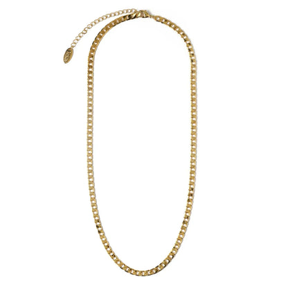 Platte schakelketting in goud