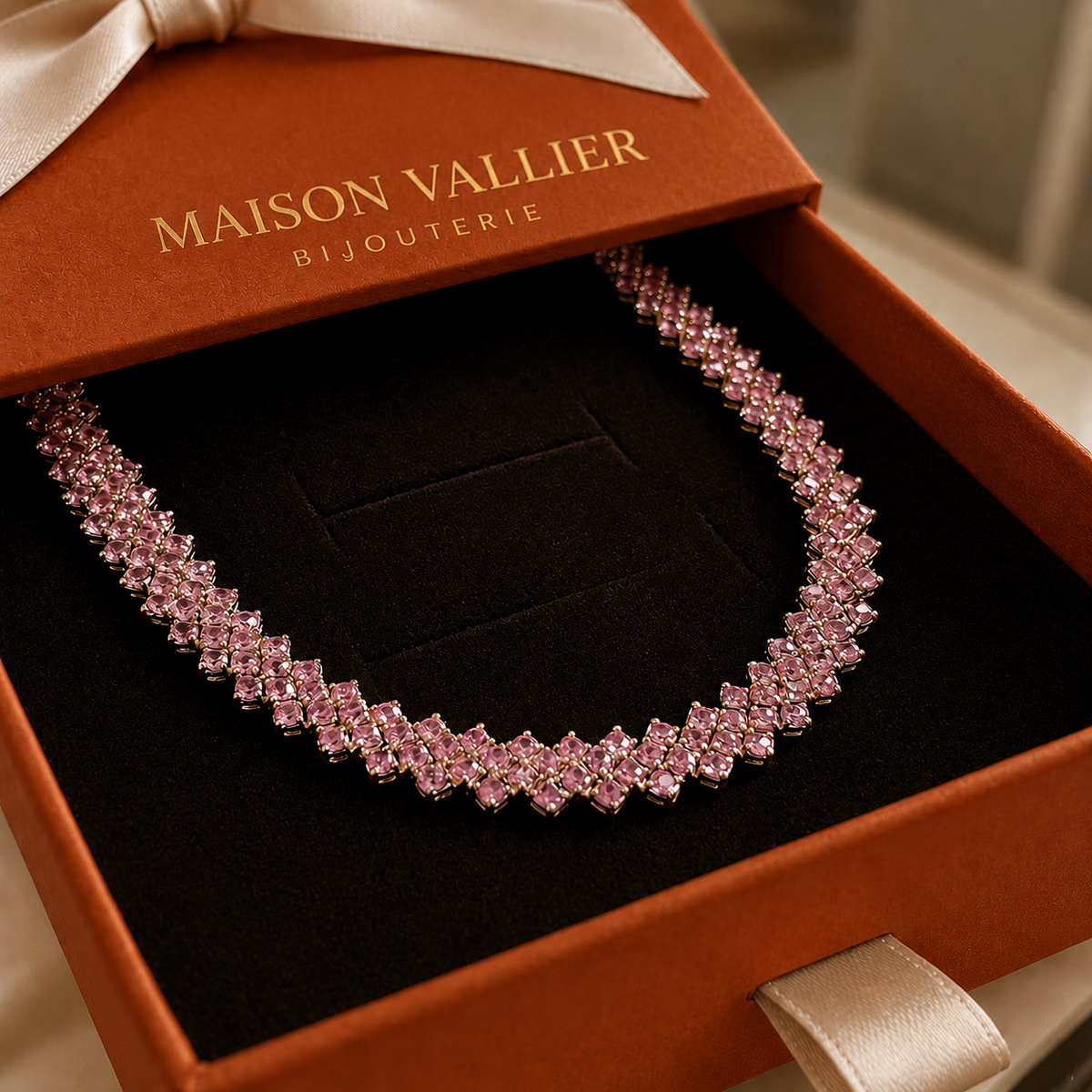 Roze ketting in goud