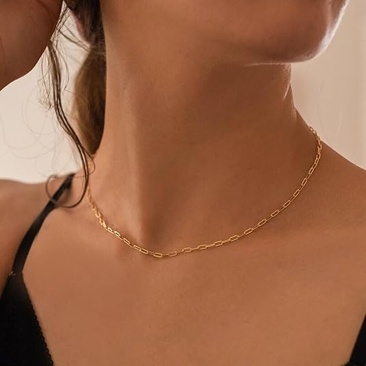Gelaagde robijnketting met paperclipschakel | Goud