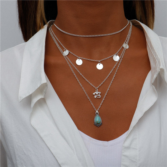 Ketting met blauwe stenen | Witgoud