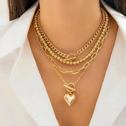 Gelaagde hartketting | Goud