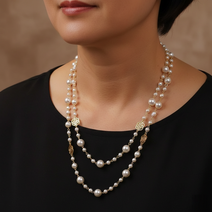 Elegante ketting met klein pareltje in goud