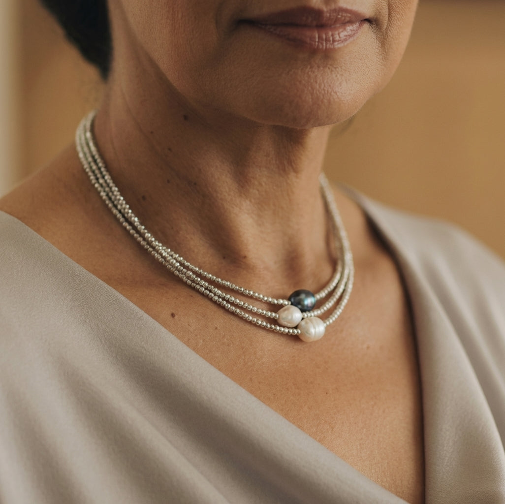 Natuurlijke parelketting in goud