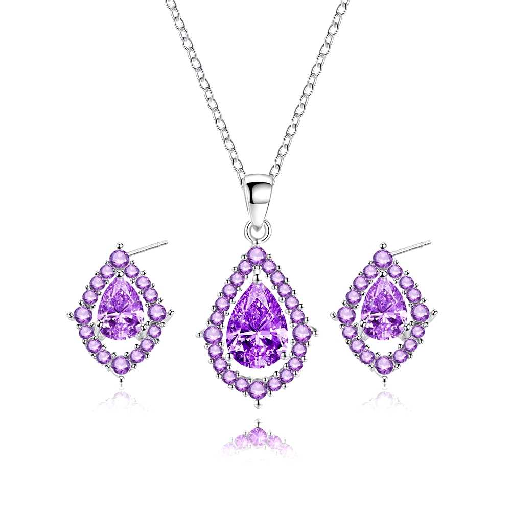 Amethist ketting en oorbellen Nadine in goud