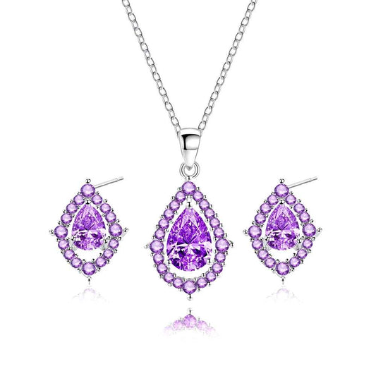 Amethist ketting en oorbellen Nadine | Goud
