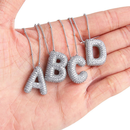 Initialenketting met bubbelletters | Witgoud