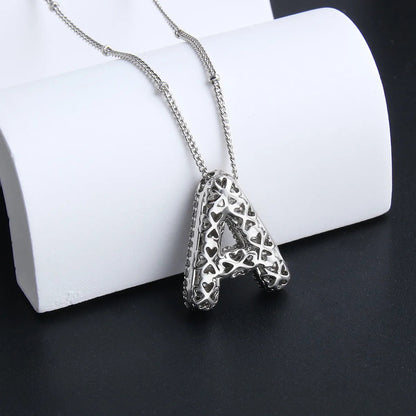 Initialenketting met bubbelletters | Witgoud