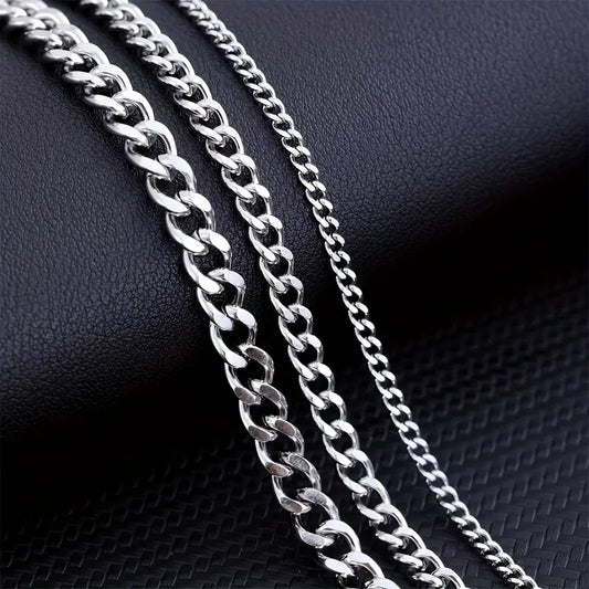 Minimalistische Cubaanse herenketting | Witgoud